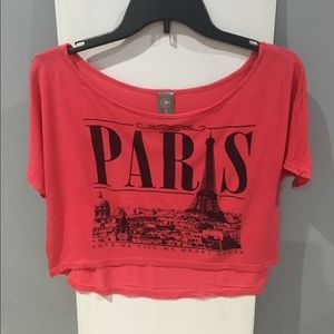 Hot pink Paris crop top